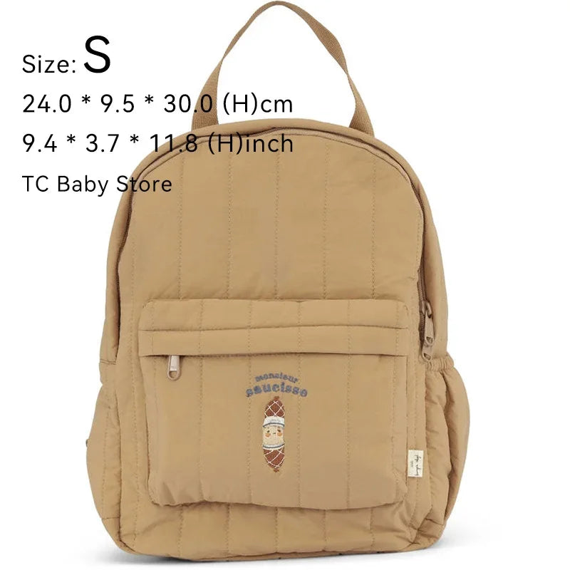 Kids Cotton Backpack (S/L) – Kindergarten & Travel Schoolbag for Toddlers, Children and Moms, Waterproof Geometric Cherry Lemon
