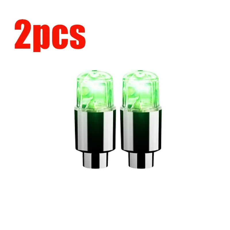 Universal LED Tire Valve Cap Lights - Colorful Flashing Wheel Hub Lamp for Car Motorcycle Bicycle (1.5 in / 3.8 cm)