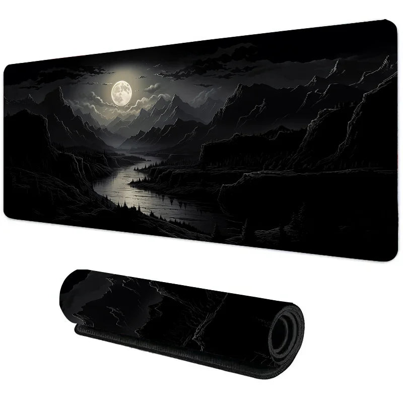 Night Moonlight Large Gaming Mouse Pad Non-Slip Stitched Rubber Desk Mat for Laptop PC Esports