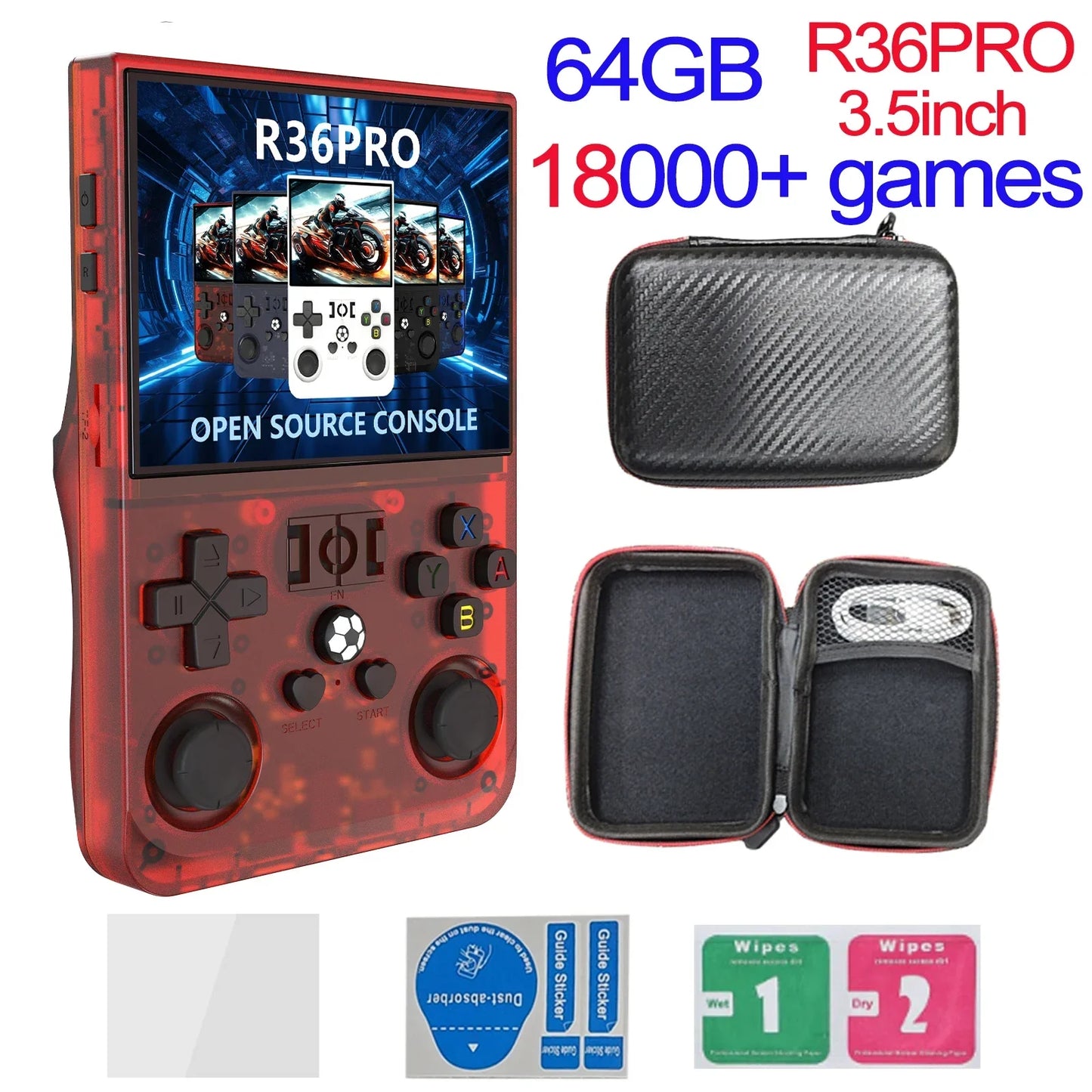 Handheld Retro Game Console 4.0-inch (10.2 cm) IPS 720x720, 64GB/128GB, 22,000 Preloaded Games, Linux, USB-C Charging