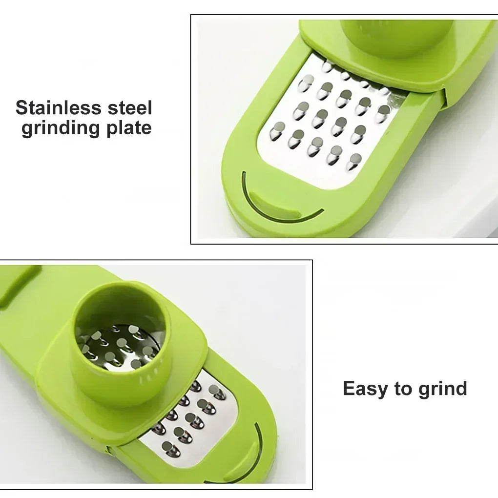 Multifunctional Manual Garlic Press & Ginger Grater — Stainless Steel Garlic Cutter Peeler