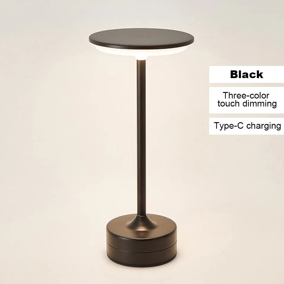 LED Touch Desk Lamp, Rechargeable Dimmable Metal & Crystal Table Light — 3-Color Portable USB for Office Bedroom Living Room
