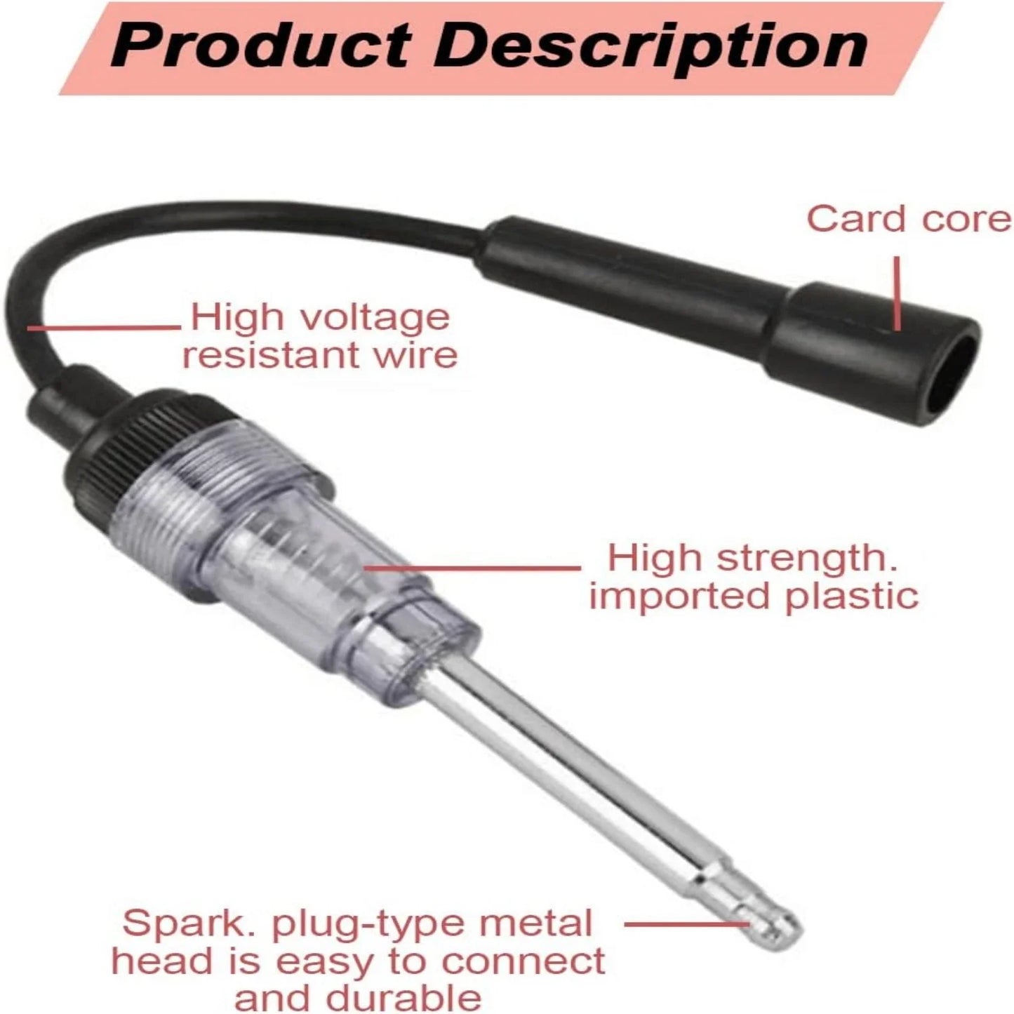 In-Line 12V Spark Plug Tester Ignition Coil Engine Test Light for Car Motorcycle Lawn Mower