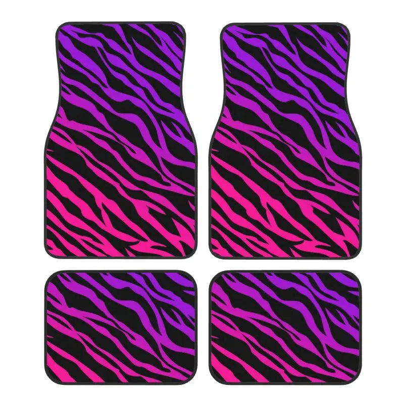 Zebra Stripe Car Floor Mats 4-Piece Non-Slip All-Weather Universal Mats for Sedan SUV