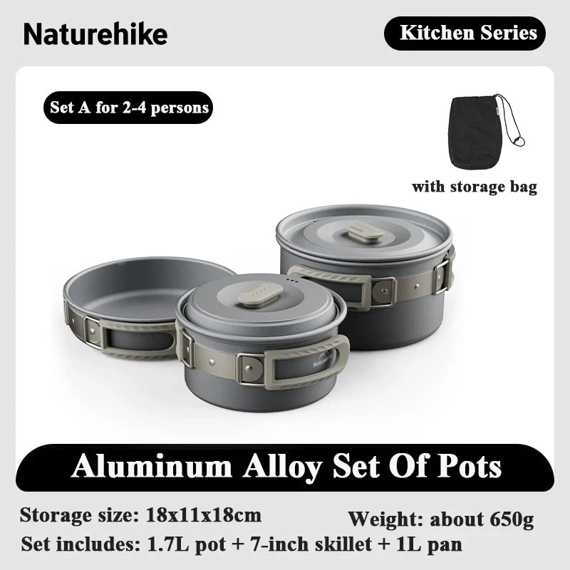 4-7 Person Camping Cookware Set - Lightweight Aluminum Pot Set for Outdoor Picnic & Backpacking