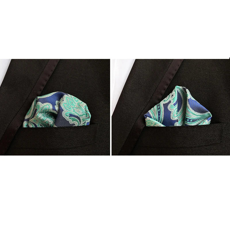 41 Colors 25 x 25 cm (9.8 x 9.8 in) Men's Pocket Square Handkerchief - Paisley, Dot & Stripe Wedding Hanky