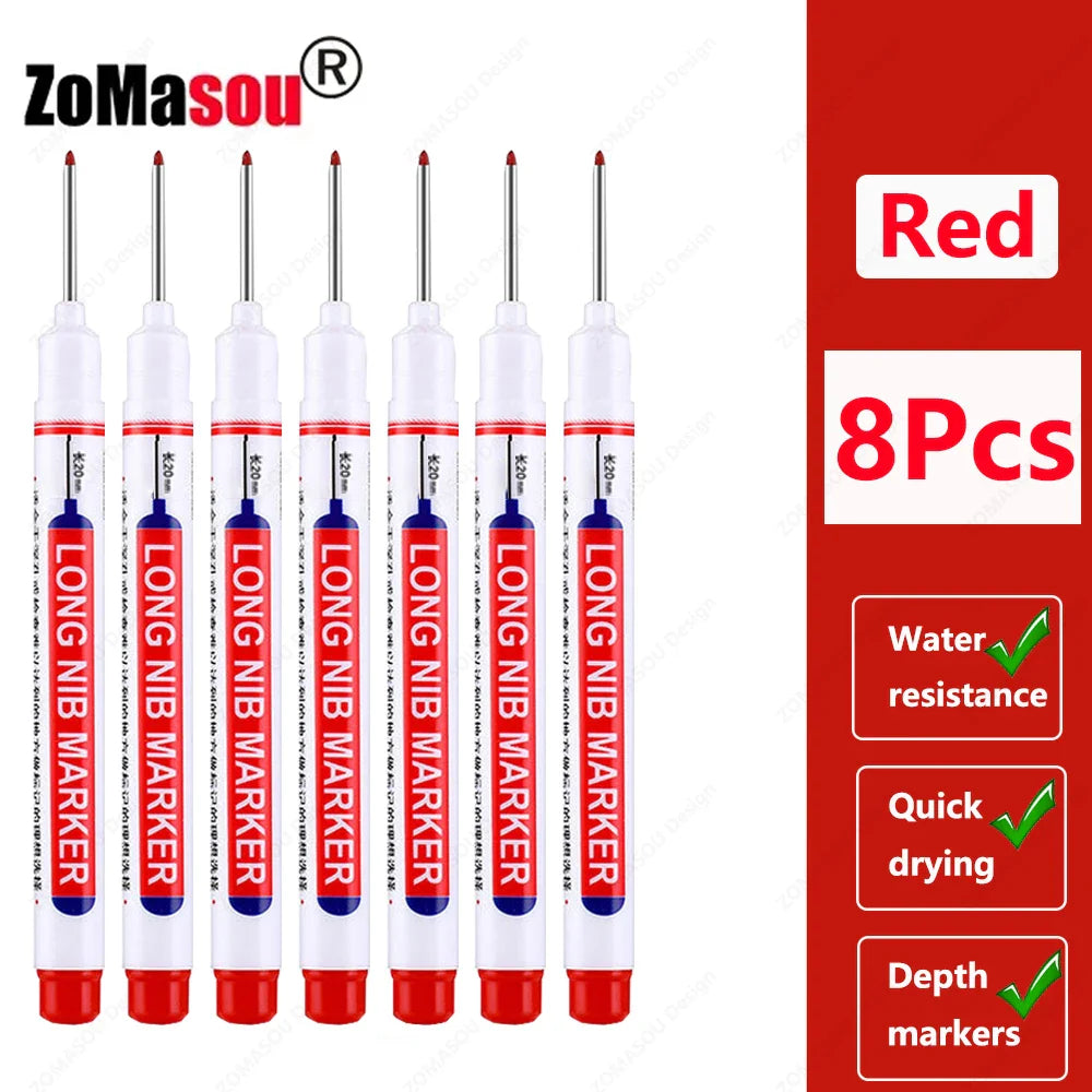 20mm Long-Head Deep Hole Marker Pens - Waterproof Fast-Dry Oil Markers for Wood, Metal & Glass (Red/Black/Blue/Green)