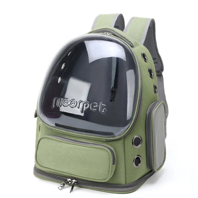 Transparent Foldable Pet Carrier Backpack – 42 x 27 x 34 cm (16.5 x 10.6 x 13.4 in) Clear Cat & Small Dog Travel Bag with Shoulder Strap
