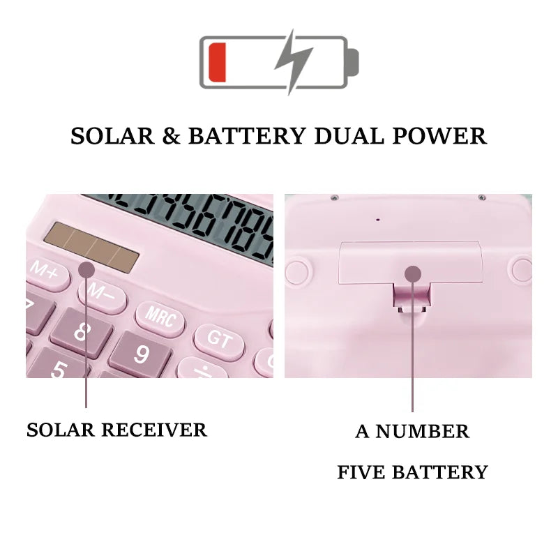 12-Digit Dual Power Solar and Battery Calculator, Large LCD Desktop for Home Office School Accounting