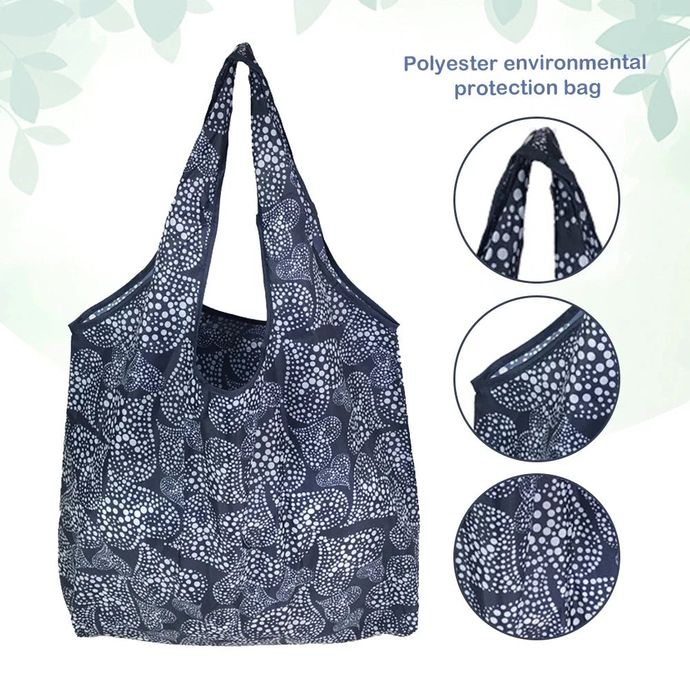Large Foldable Reusable Shopping Tote Bag, Eco Grocery & Beach Shoulder Bag, Packable Polyester