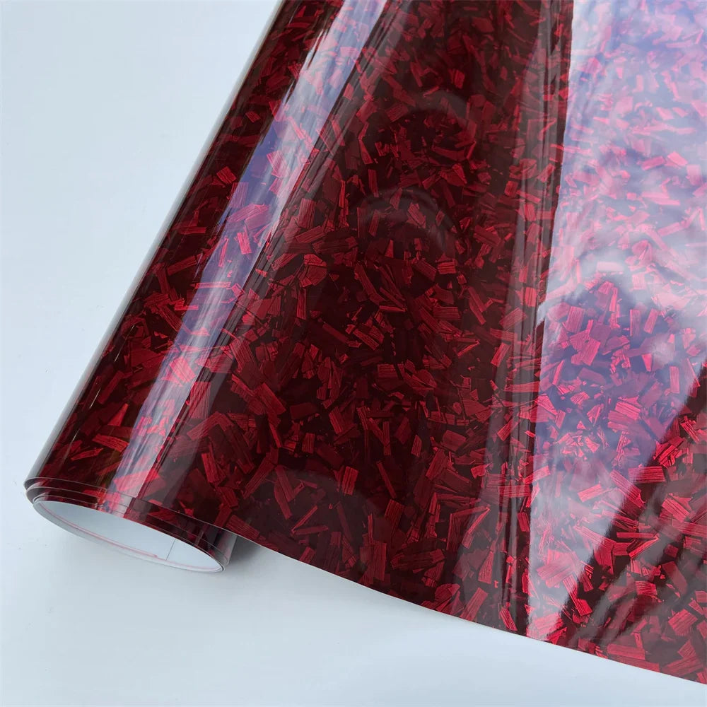 Forged Carbon Fiber Vinyl Wrap Roll Adhesive Car Wrap Film Gloss Matte Black Silver Red