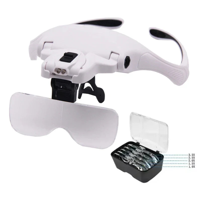 LED Headband Magnifier with 5 Interchangeable Lenses – Jeweler & Watch Repair Loupe