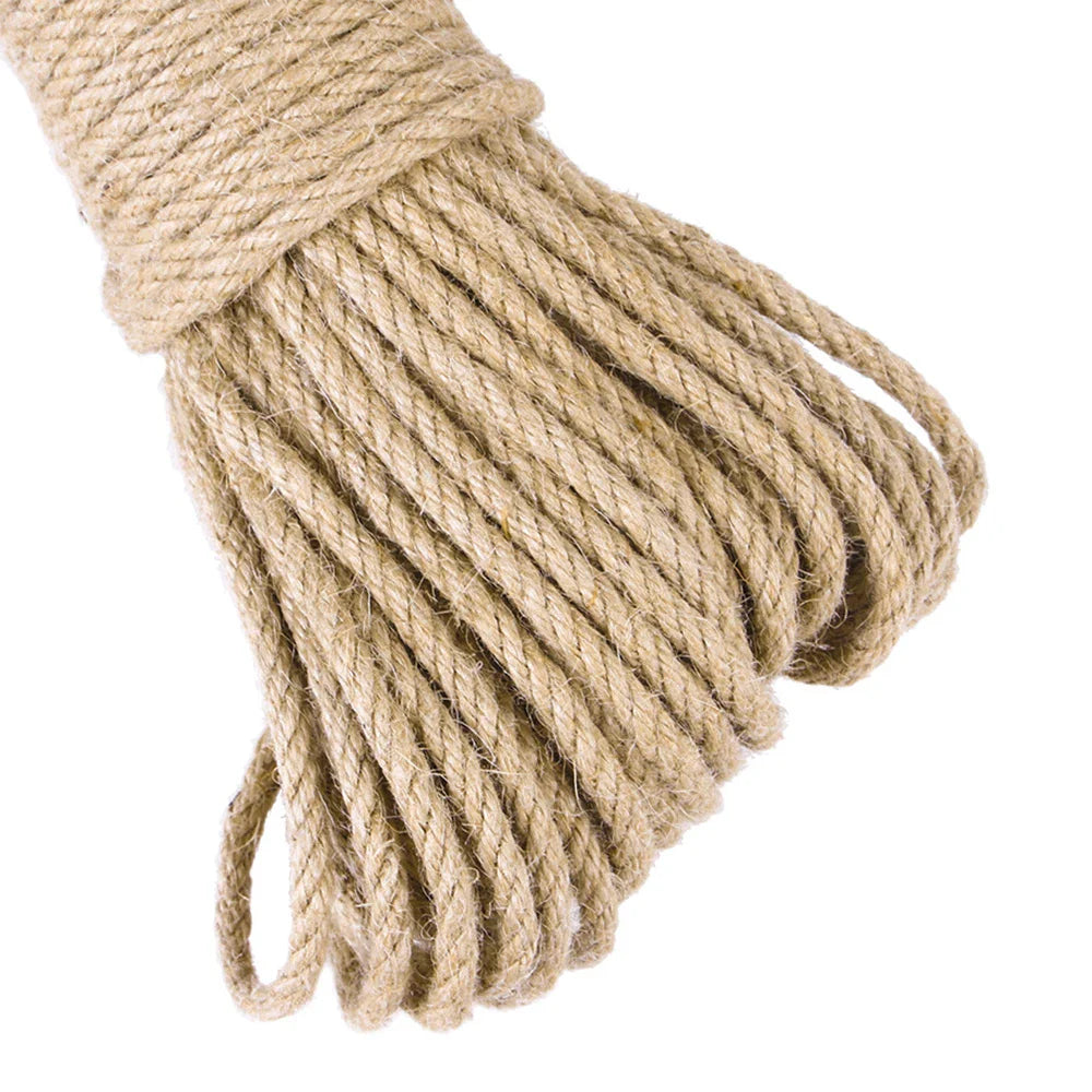 Natural Jute/Sisal Cat Scratching Rope 6 mm x 1000 cm (0.23 in x 393.7 in) – DIY Cat Scratcher Wrap, Furniture Protector & Toy Material