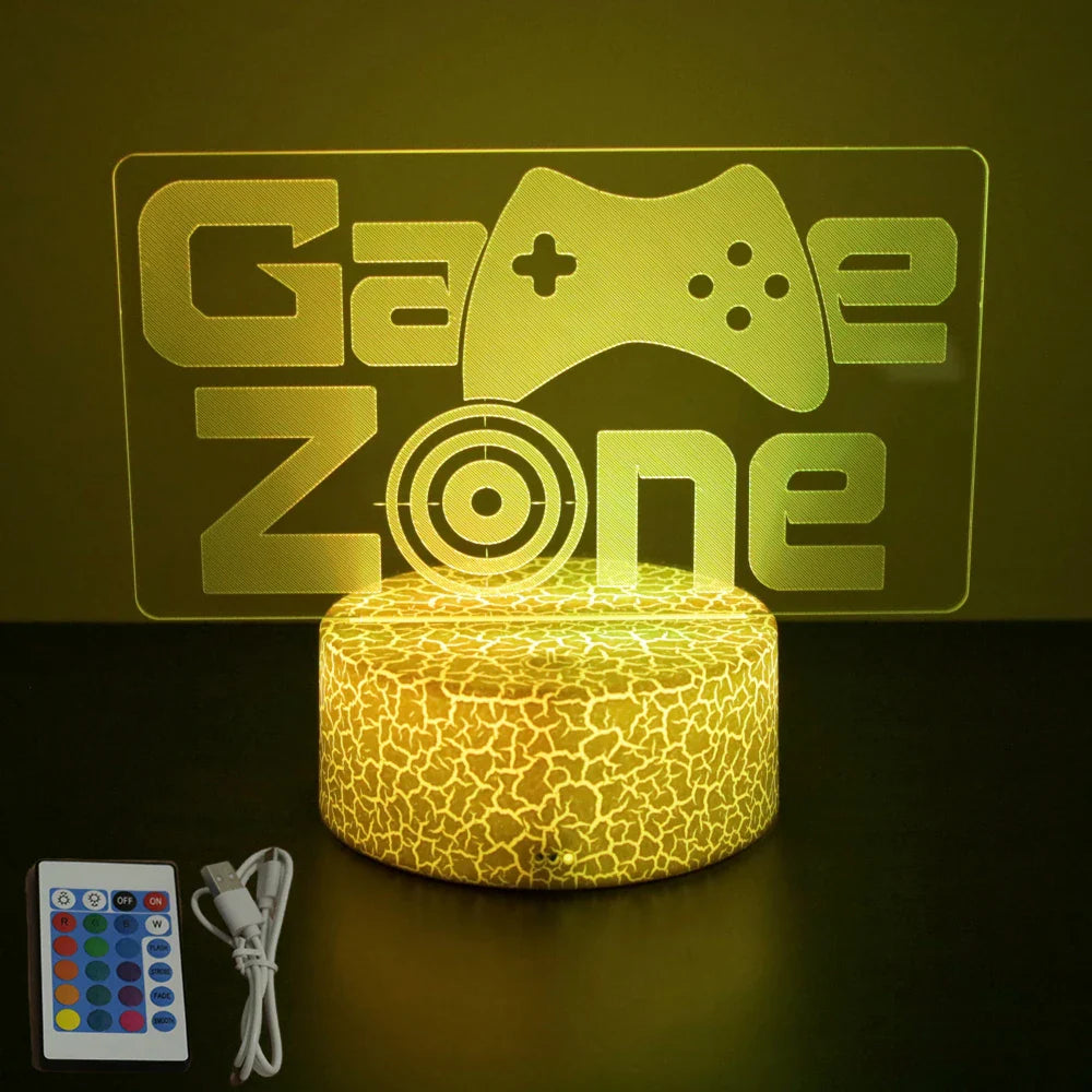 3D LED Neon Gamer Lamp - RGB Acrylic Night Light with Remote & Touch for Kids & Gaming Room