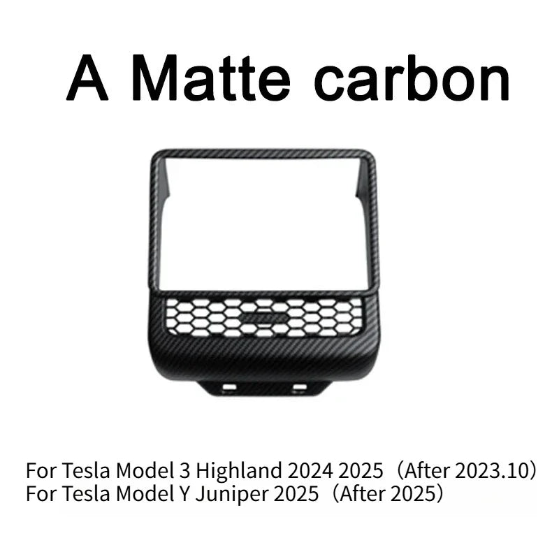 Rear Screen Cover Protector Frame Back Air Vent Trim White ABS Car Interior Accessory for Model Y Juniper
