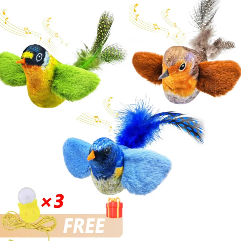 Lifelike Bird Plush Cat Toy with Feather Teaser, Catnip-Simulation for Cats & Kittens