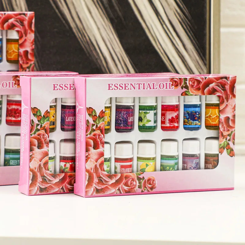 12-Pack 3ml (0.10 fl oz) Water-Soluble Aromatherapy Essential Oils for Diffusers & Humidifiers