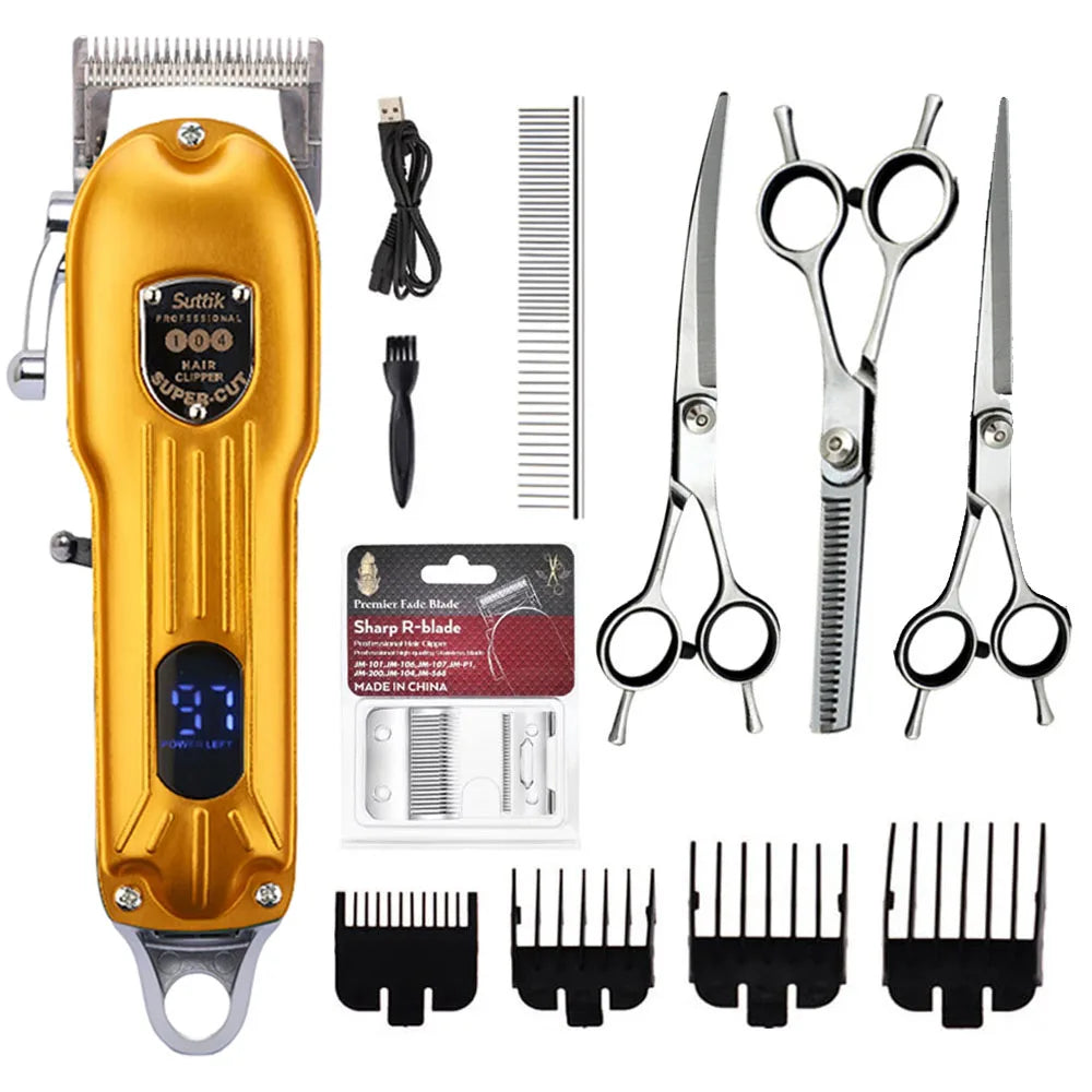 Professional Rechargeable Pet Hair Clipper - All-Metal Dog & Cat Grooming Trimmer, Quiet Cordless