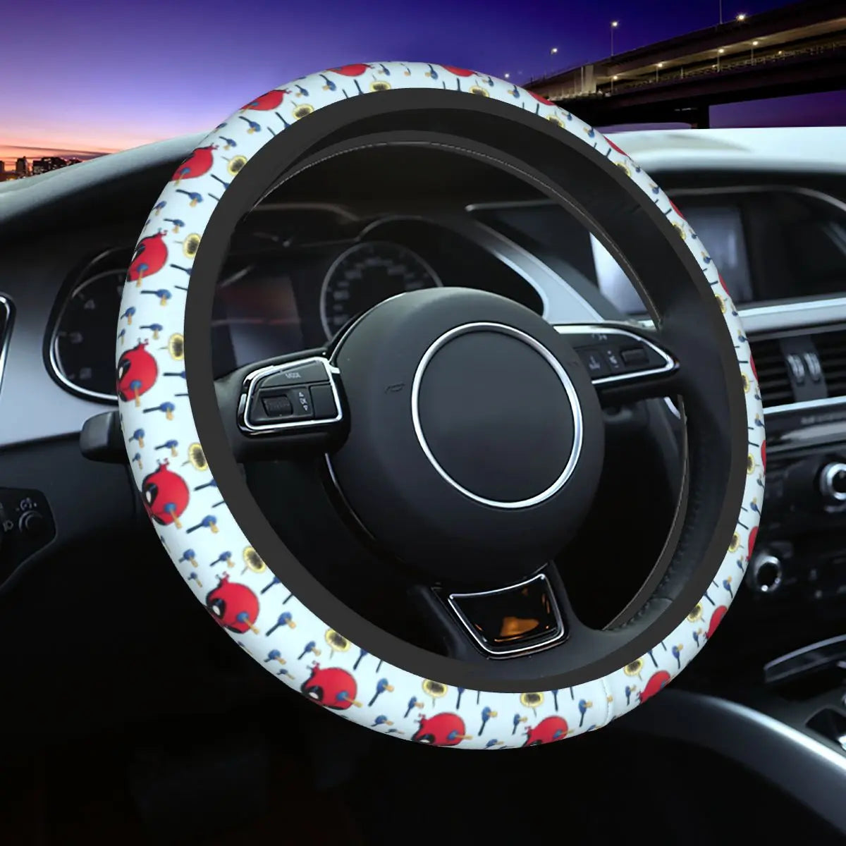 Kawaii Manga Steering Wheel Cover Soft Universal Fit 37-38 cm (14.5-15 in) Car Protector