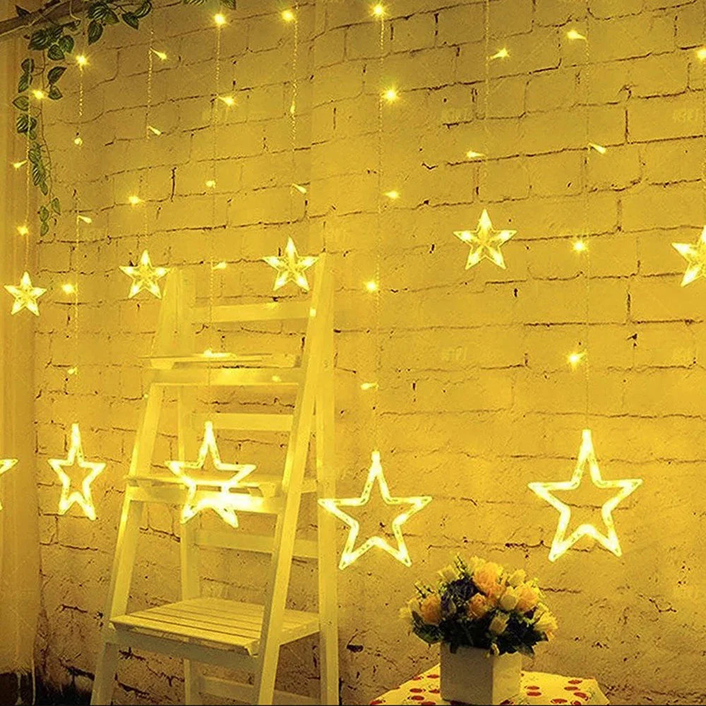 3.5M (11.5 ft) Star Curtain LED Fairy String Lights 138 LEDs for Christmas Home Bedroom Window Outdoor Party
