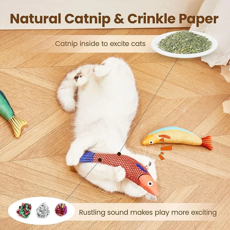 Catnip Plush Fish Toy - 3D Goldfish with Crinkle Sound for Cats & Kittens