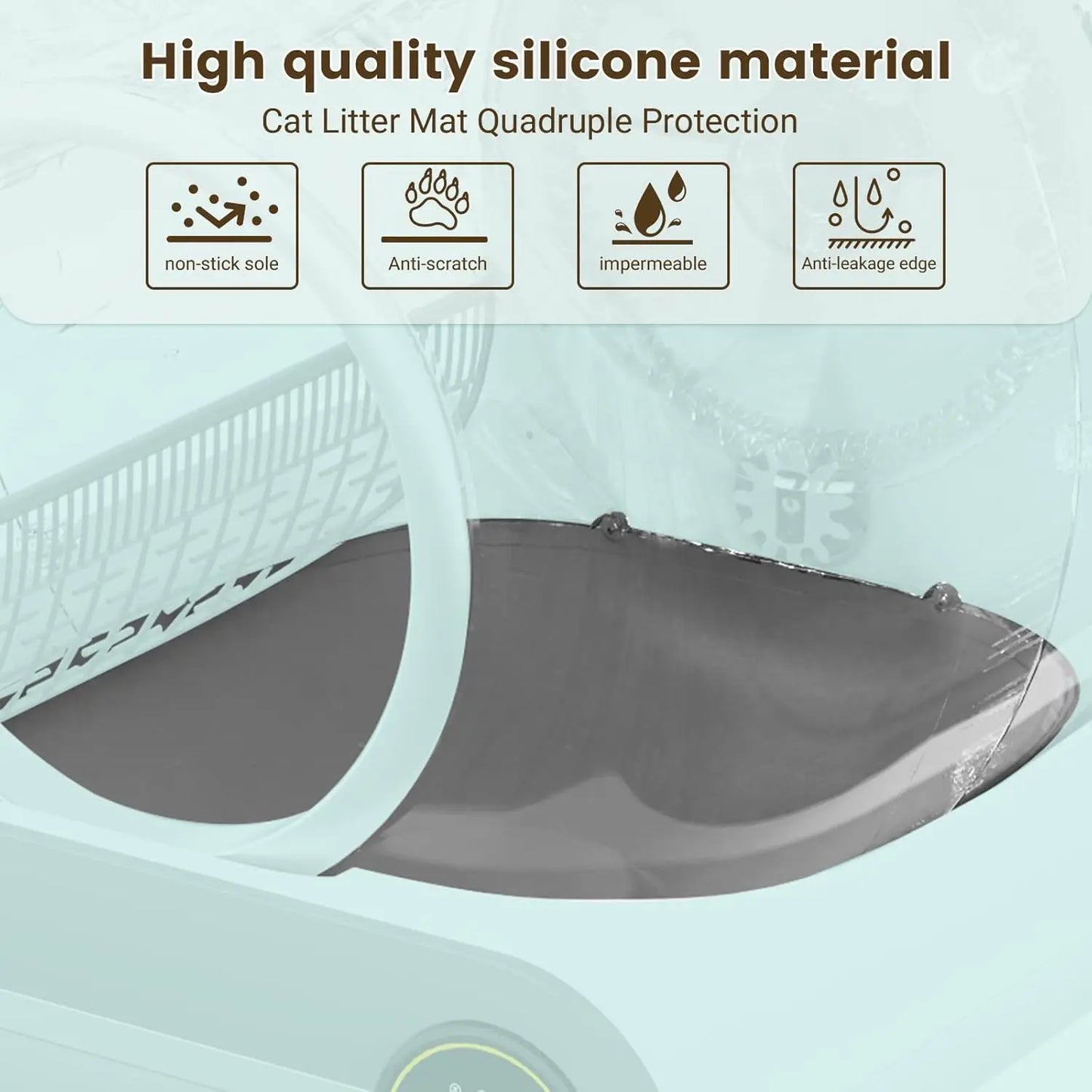 Silicone Mat for Automatic Self-Cleaning Cat Litter Box - Non-Slip Litter Tray Pad