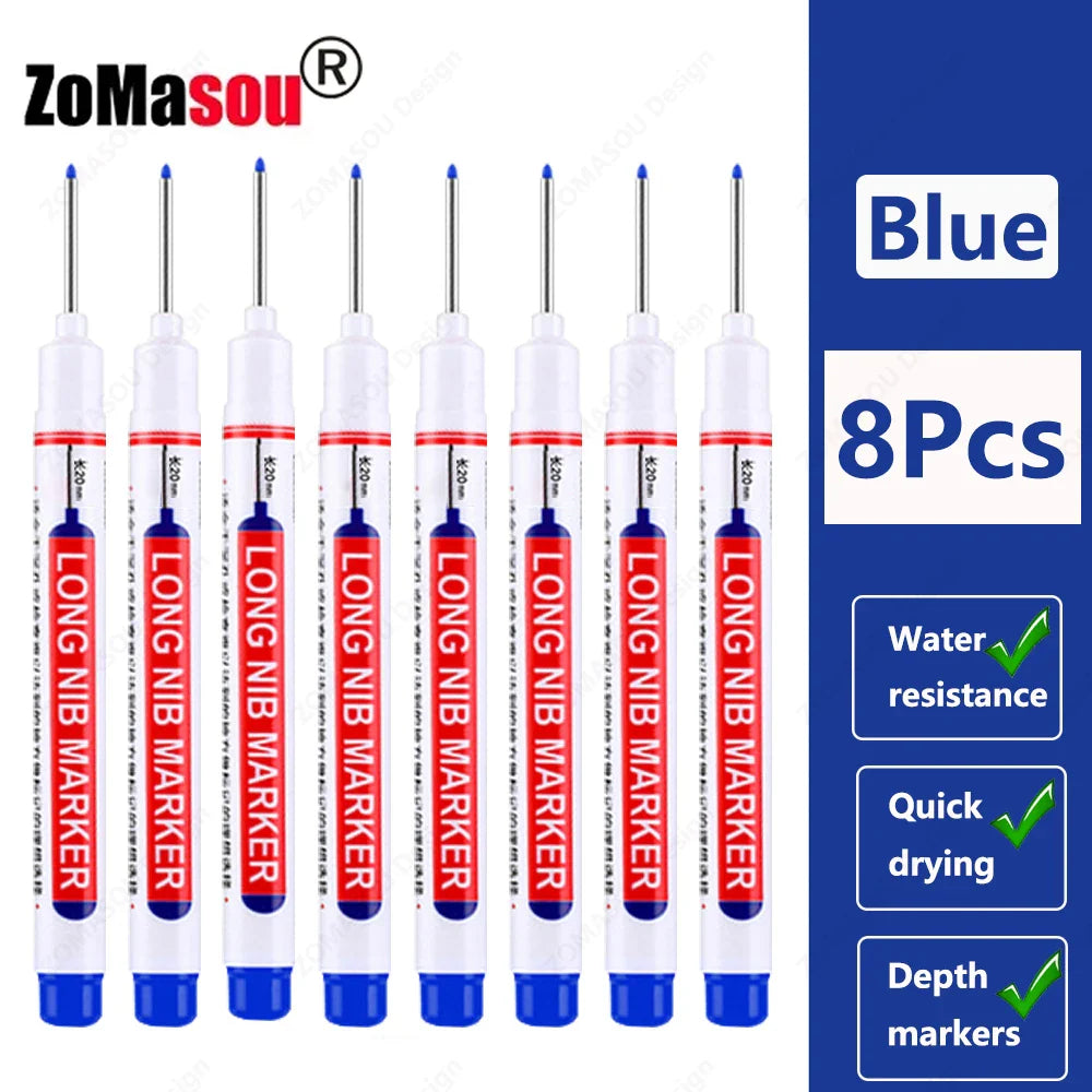 20mm Long-Head Deep Hole Marker Pens - Waterproof Fast-Dry Oil Markers for Wood, Metal & Glass (Red/Black/Blue/Green)