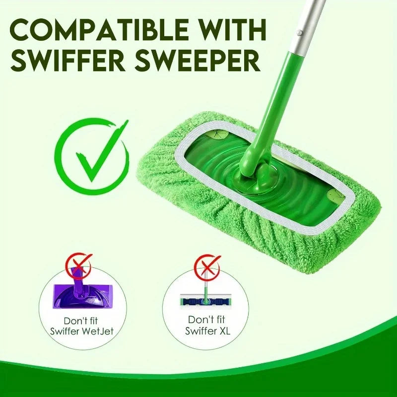 4-Pack Reusable Microfiber Mop Pads – Ultra-Fine Fiber, High Water Absorption, Fits Most Standard Mops