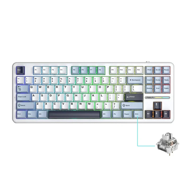87-Key Tri-Mode Mechanical Keyboard - 2.4G USB Bluetooth, RGB PBT Keycaps, Hot-Swappable Gasket Design, 4000mAh Battery