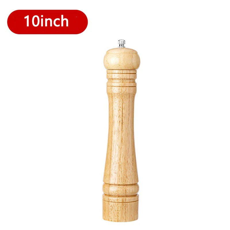Solid Wood Salt & Pepper Mills - Refillable Spice Grinder with Adjustable Ceramic Core - 5, 8, 10 in (12.7, 20.3, 25.4 cm)