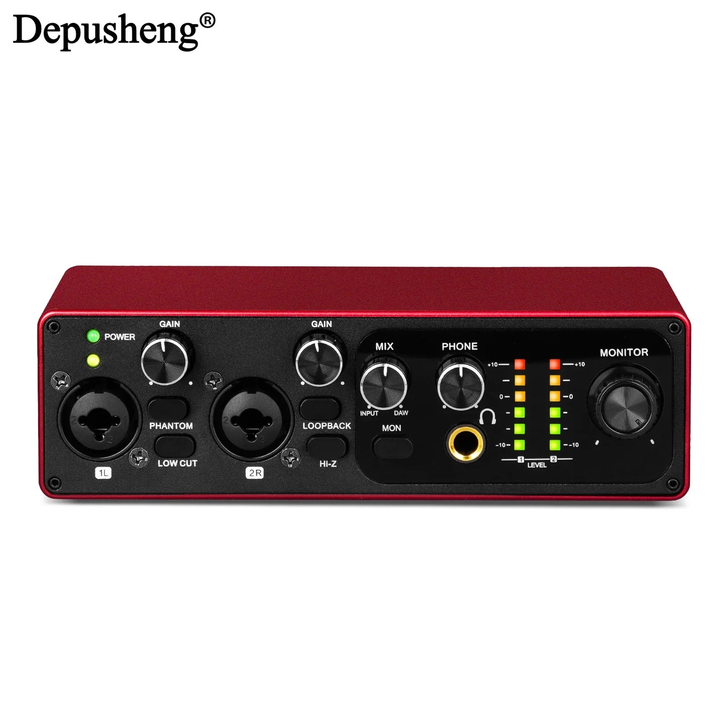 2-Channel USB Audio Interface with 48V Phantom Power for Live Streaming, Studio Recording & Podcasts
