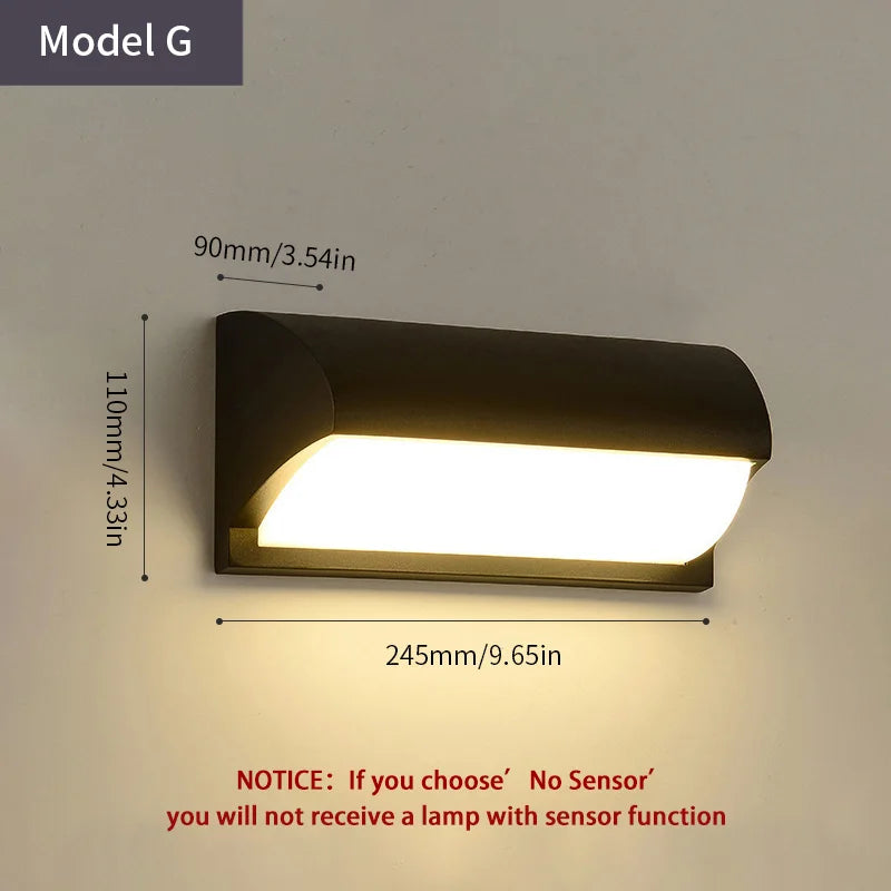 LED Outdoor Wall Light with Radar Motion Sensor - Waterproof Modern Porch & Garden Lamp AC85-265V