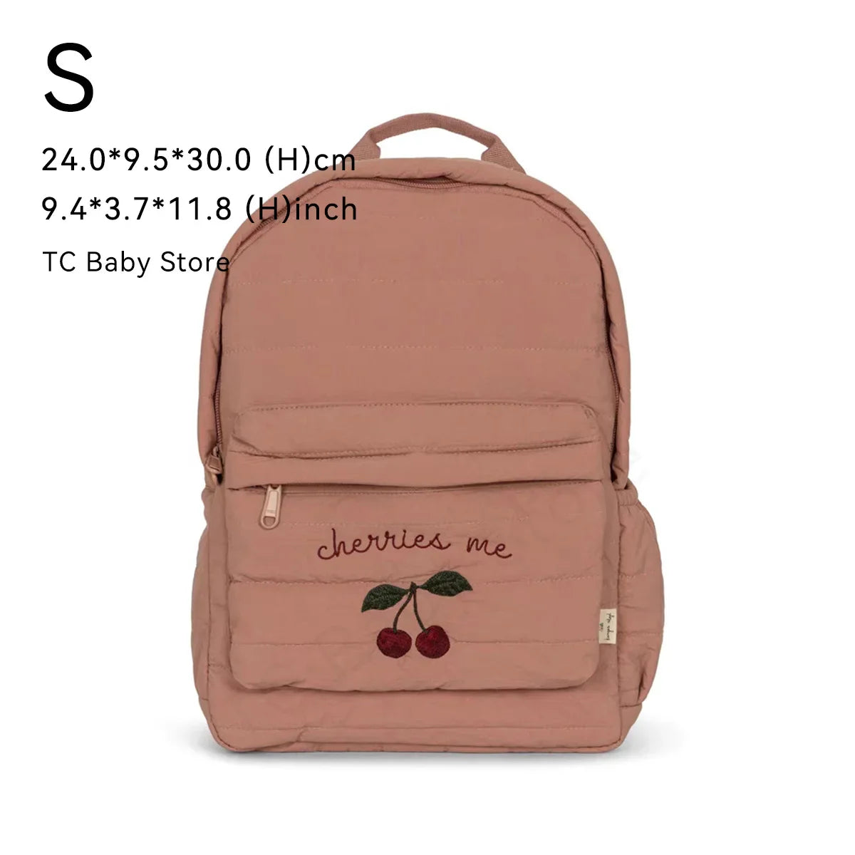 Kids Cotton Backpack (S/L) – Kindergarten & Travel Schoolbag for Toddlers, Children and Moms, Waterproof Geometric Cherry Lemon