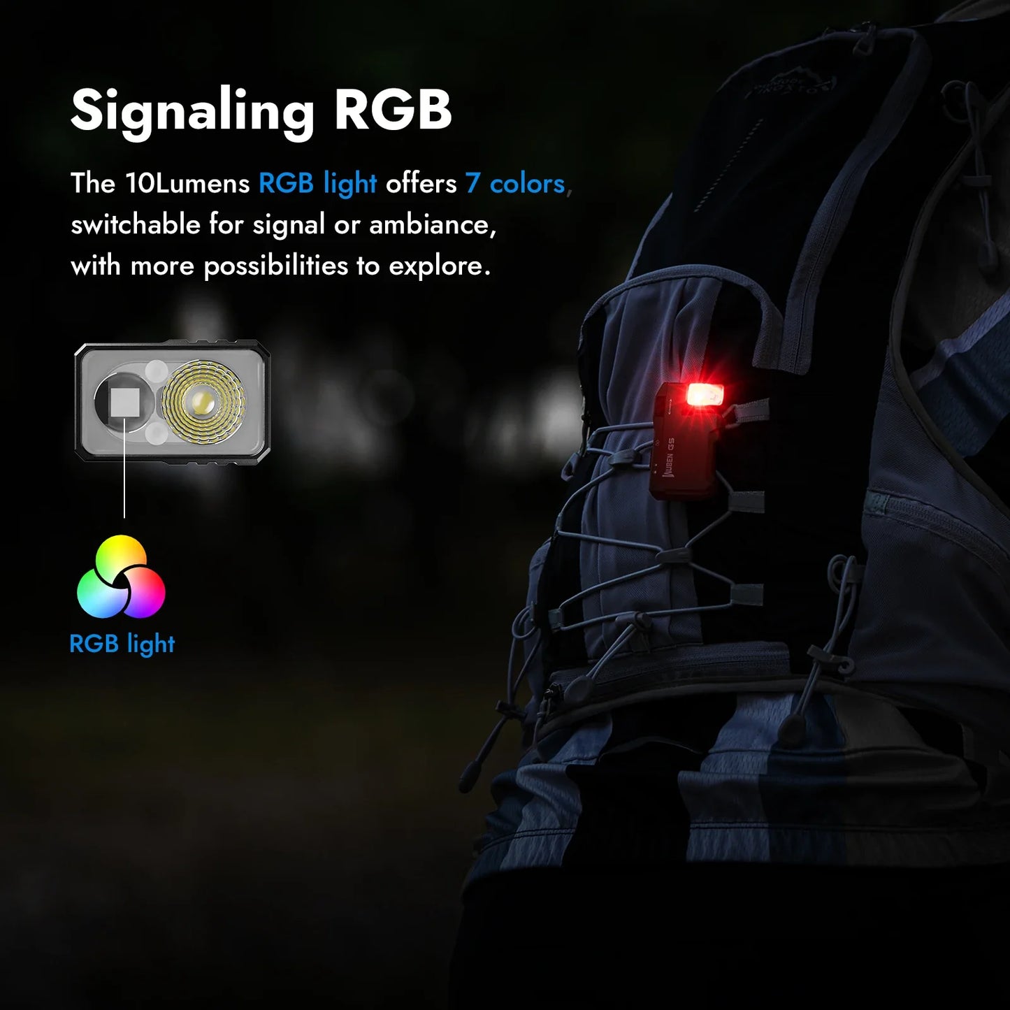 Rechargeable EDC Flashlight 400 Lumens Mini Pocket Light with Dual LED & RGB