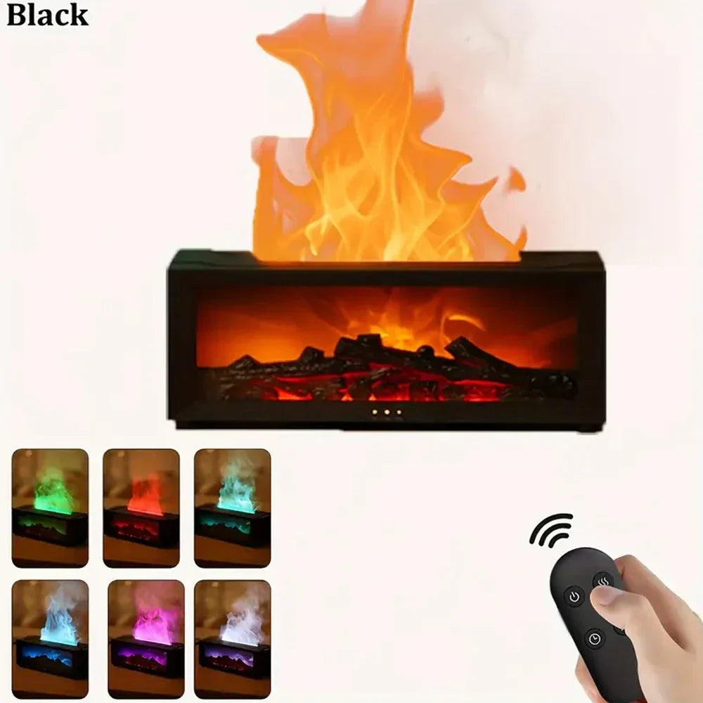 300ml (10 fl oz) Ultrasonic Aroma Diffuser with 7-Color LED Flame, Remote Control & Timer Humidifier
