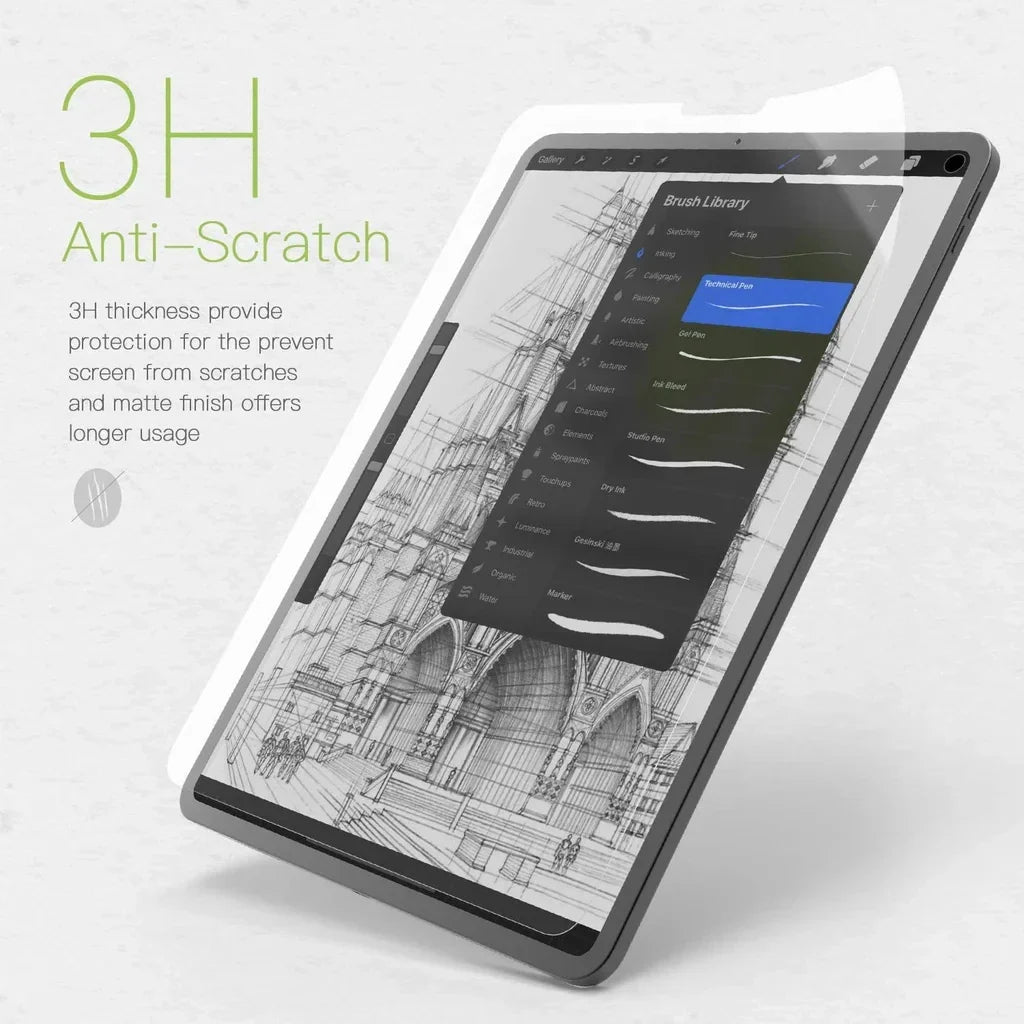 Paper-Feel Matte PET Screen Protector for iPad — 11-inch (27.9 cm) Anti-Glare Stylus-Friendly