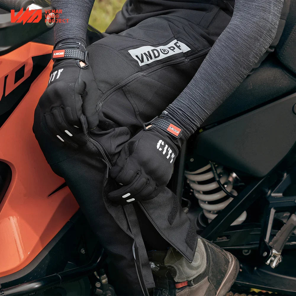 Winter Waterproof Motorcycle Overpants Quick-Release Touring Pants with CE Knee Pads, Insulated Windproof Motorbike Trousers for Men