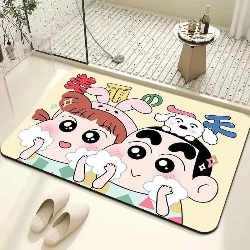 Quick-Dry Anime Shower Mat - Soft Absorbent Cartoon Bath Rug for Bathroom and Home Gift