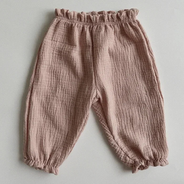 Organic Cotton Baby Pants – Soft Muslin Bloomers for Newborns & Toddlers, Elastic Mid Waist, Cute Animal & Floral Prints