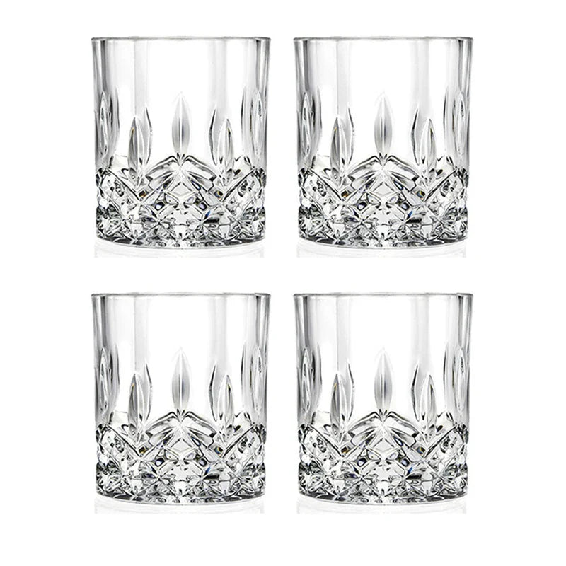 Embossed Crystal Whiskey Tumbler 230ml (7.8 fl oz) - Available in 1/2/4/6-Pack for Bar & Home