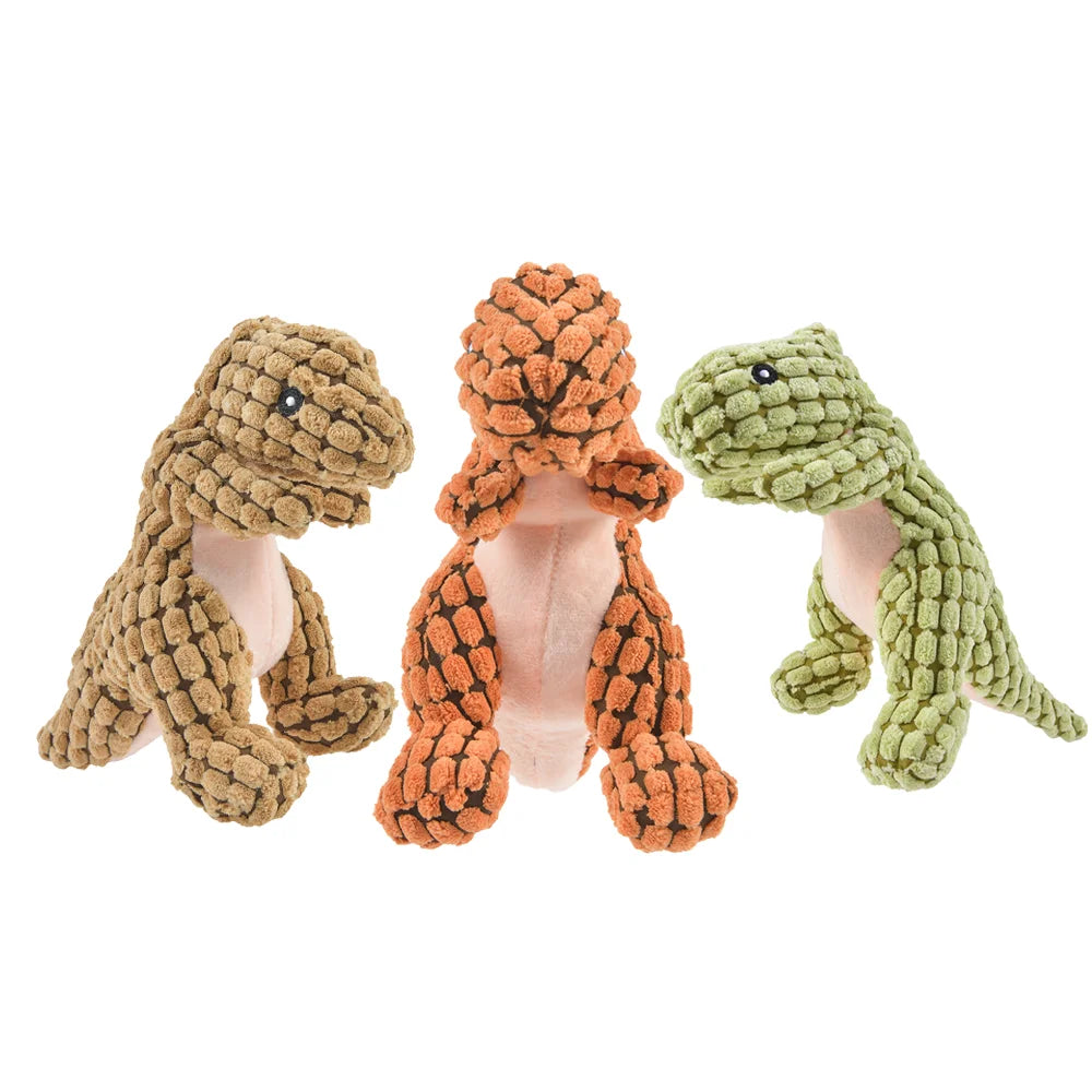 Plush Dinosaur Chew Toy for Dogs & Cats - Interactive Fleece Plush for Small Dogs