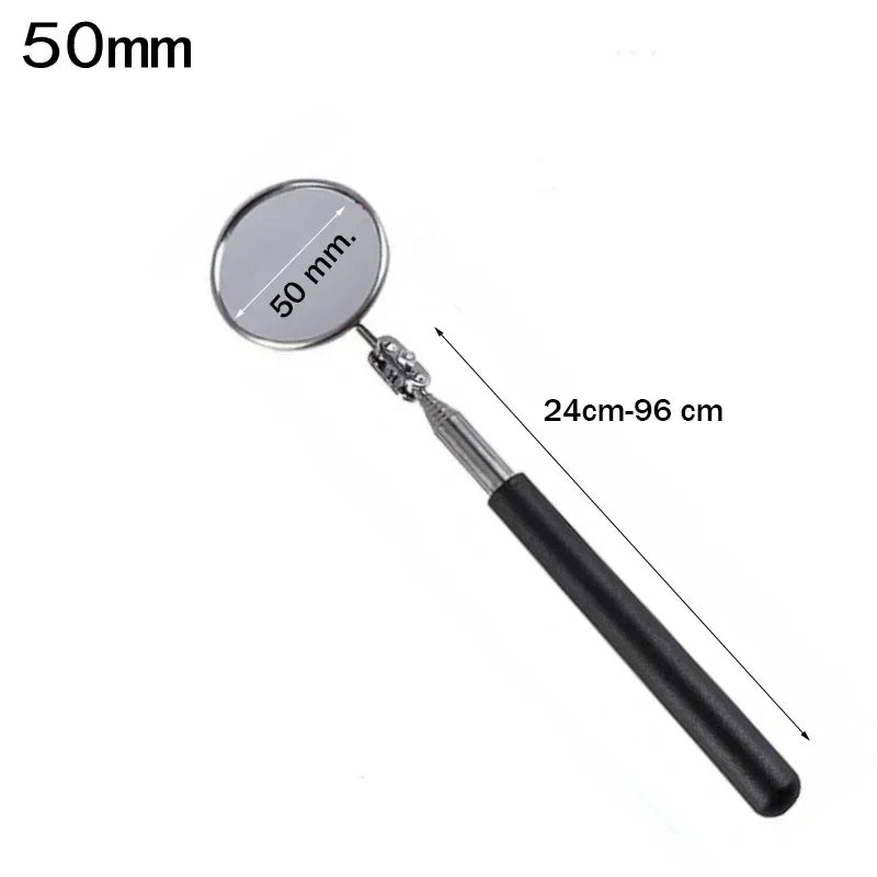 360° Telescoping Inspection Mirror with LED Light & Magnetic Head — Extendable 9.4–28.7 in (24–73 cm) for Car Repair