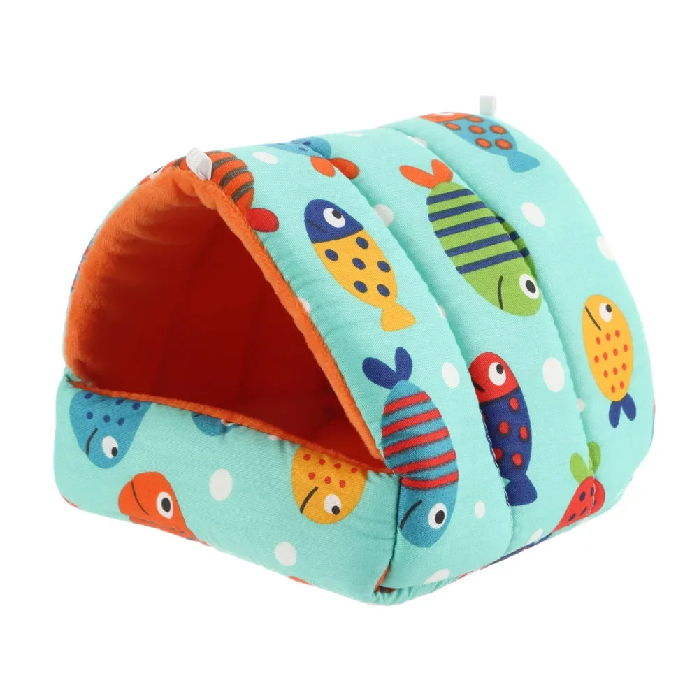 Cute Cartoon Plush Hanging Pet Nest — Warm Small Animal Sleeping Bed for Hamster, Guinea Pig, Rabbit (S/M/L/XL 3.15–7.87 in / 8–20 cm)