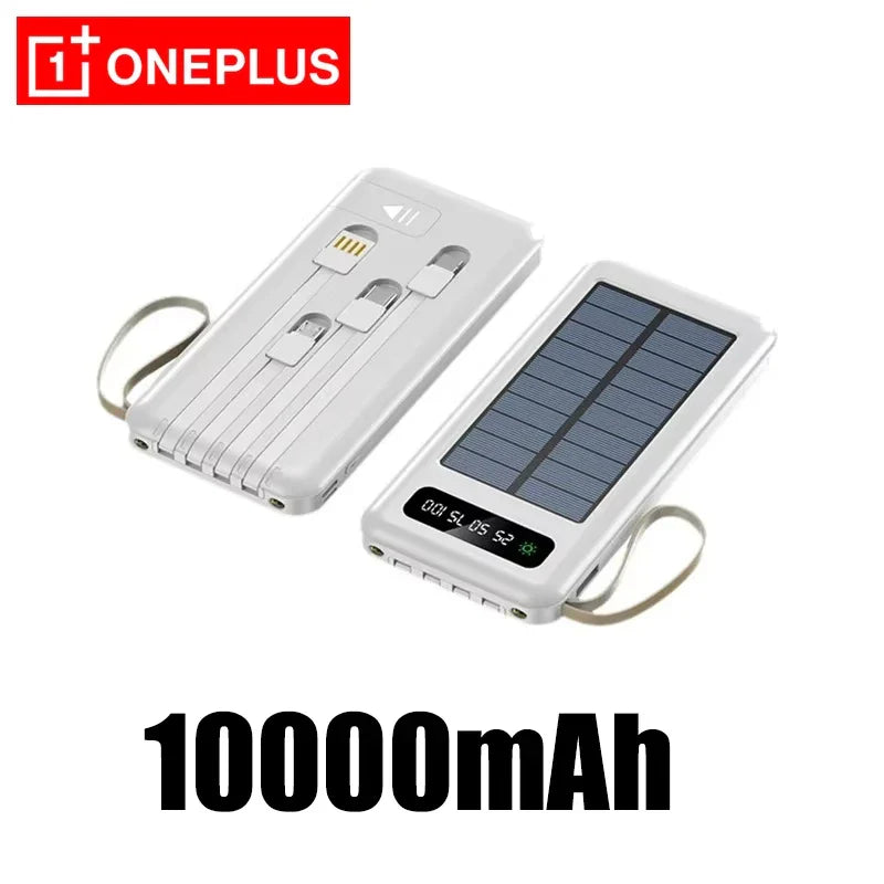 Solar Power Bank 50000mAh 120W Fast Charging Portable Power Bank with Solar Panel, 4 Built-In Cables, Dual USB & Phone Stand