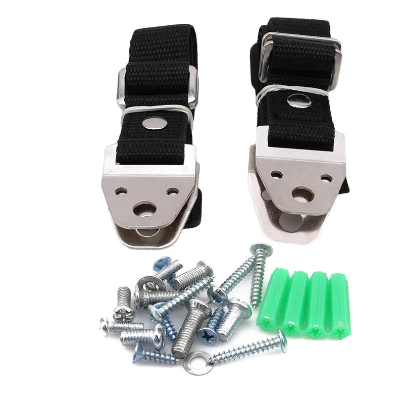 2-Pack/4-Pack Baby Safety Anti-Tip Straps — Furniture & Flat TV Wall Anchors Childproof Strap