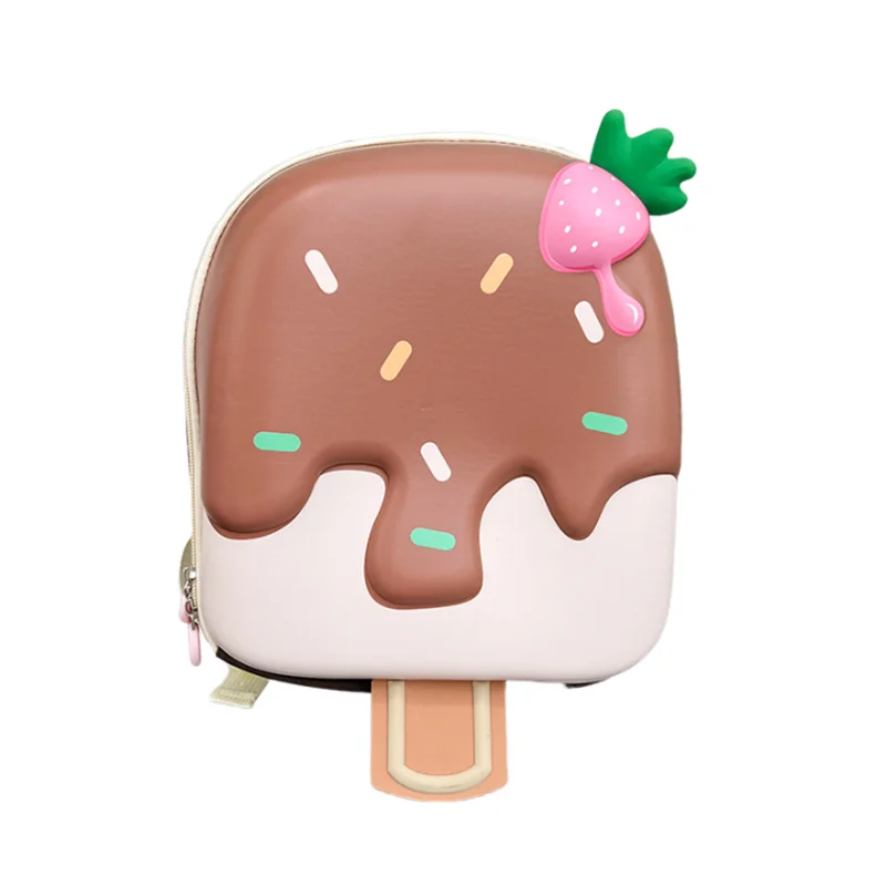 Ice Cream Shape Kids Backpack for Kindergarten - Cute Cartoon School Bag for Girls & Boys, Ages 4-6 (PVC, Zipper)