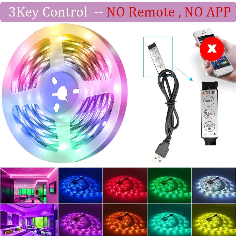 WiFi USB 5050 RGB LED Strip Lights — Flexible RGB Tape for TV & PC Backlight, App & Voice Control, Available 1–20m (3.3–65.6 ft)