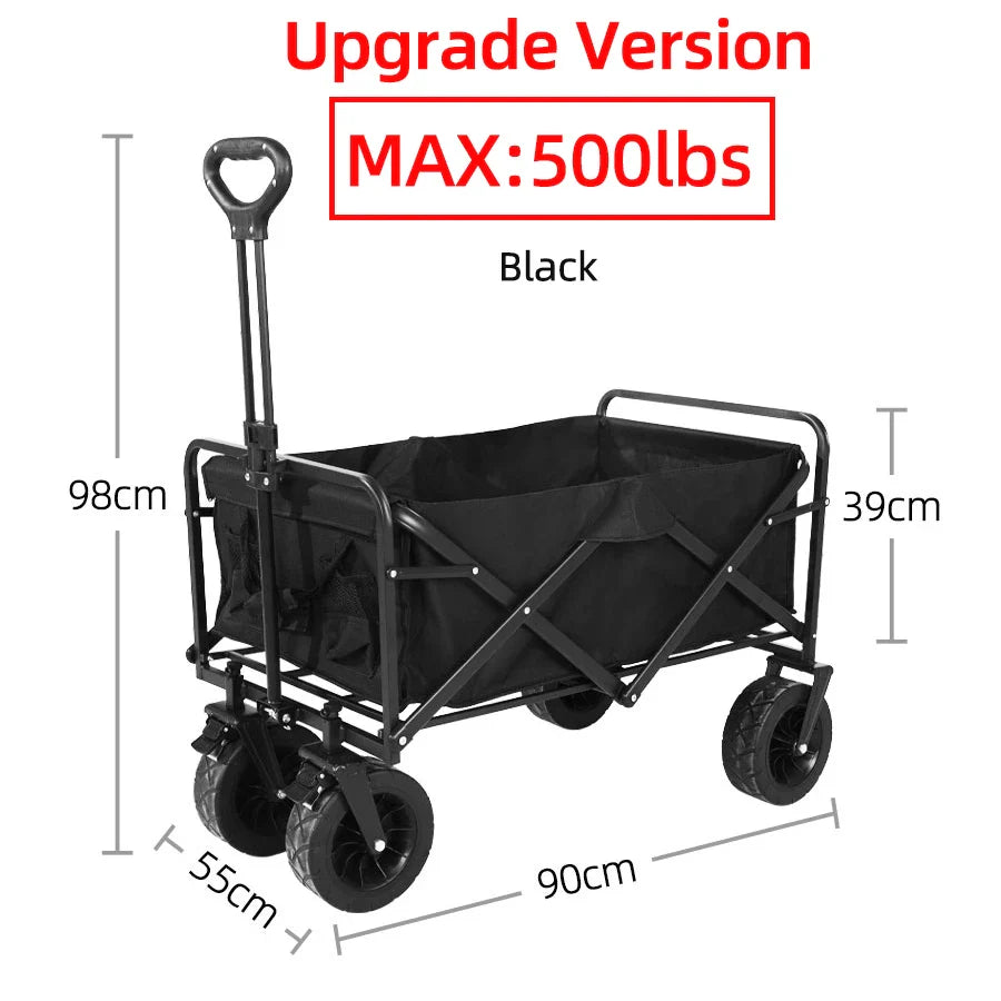 Collapsible Folding Beach Wagon Cart – Heavy-Duty 500 lb (227 kg) Portable Utility & Camping Trolley