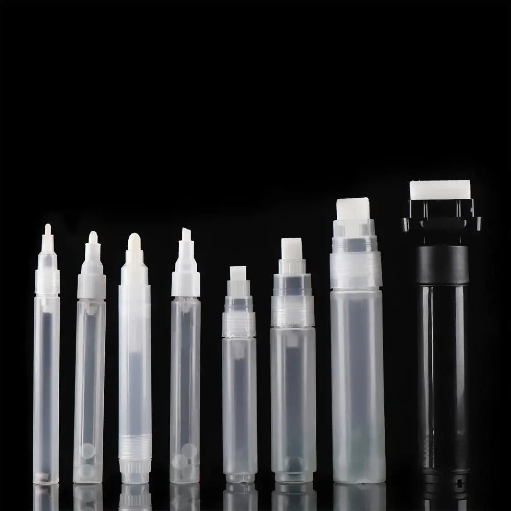 Refillable Transparent Empty Paint Pen Rod – Reusable Liquid Ink Marker Accessory for Graffiti & Chalk, Tip Sizes 0.7–50mm (0.03–1.97in)