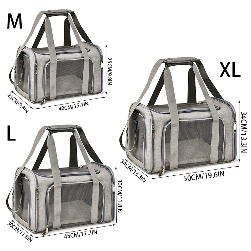 Portable Soft-Sided Pet Carrier Backpack for Dogs & Cats — Airline Approved, Foldable Nylon (M/L/XL)